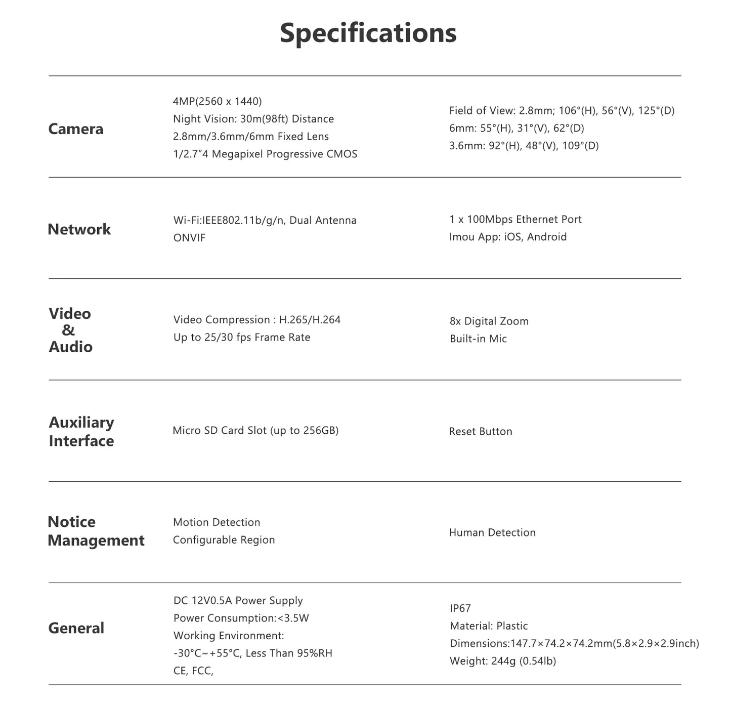 IMOU Outdoor Bullet 2C 4MP Wifi Camera Weatherproof AI Human Detection Outdoor Surveillance ip Camera