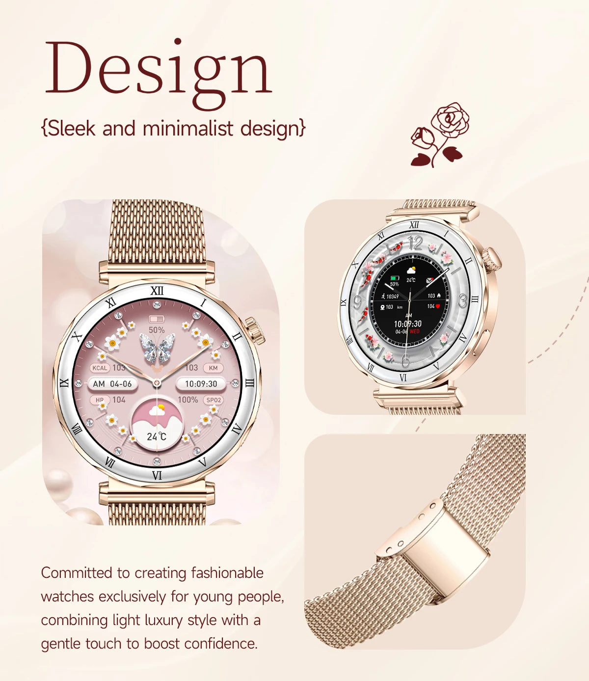 LIGE 1.19"Ultra-Slim AMOLED HD Display Fitness Tracker Smartwatch Bluetooth Call Heart Rate Monitor Waterproof Smart Watch Women