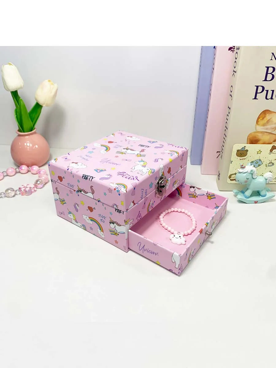1pc Music Box with Drawer Mirror Rotating Ballet Dancer and pink pony Jewelry Storage for Ring Necklaces Bracelets Birthday Gift