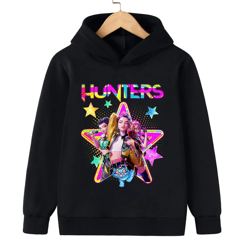 KPop Demon Hunter Boy Girl Hoodies Popular Anime Harajuku Y2K Sports Cute Fashion Children Autumn Winter Sweatshirt Clothing Top