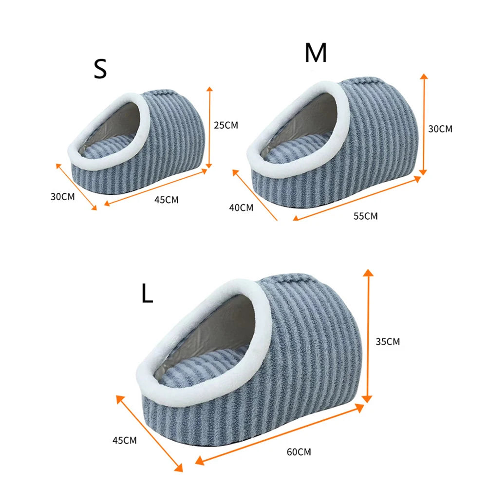 Fashion Warm Thick Sponge Dog Kennel Cat Nest Striped Slipper Design Pet Bed Cozy Comfortable Washable Pet Sleeping Mat