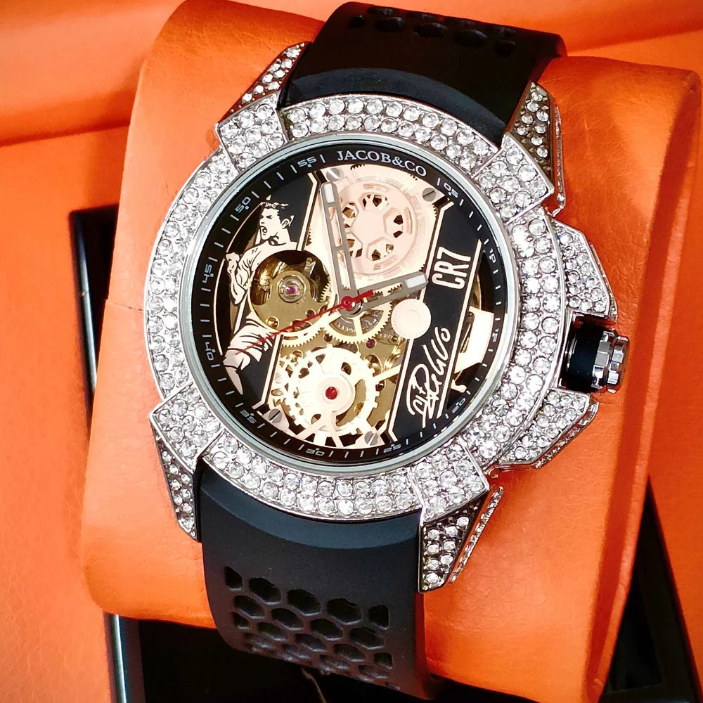 TOP Very Hot Jacob & Co Original Brand Watches For Mens  Full Diamond Automatic Mechanical Wristatch High Quality AAA Clocks