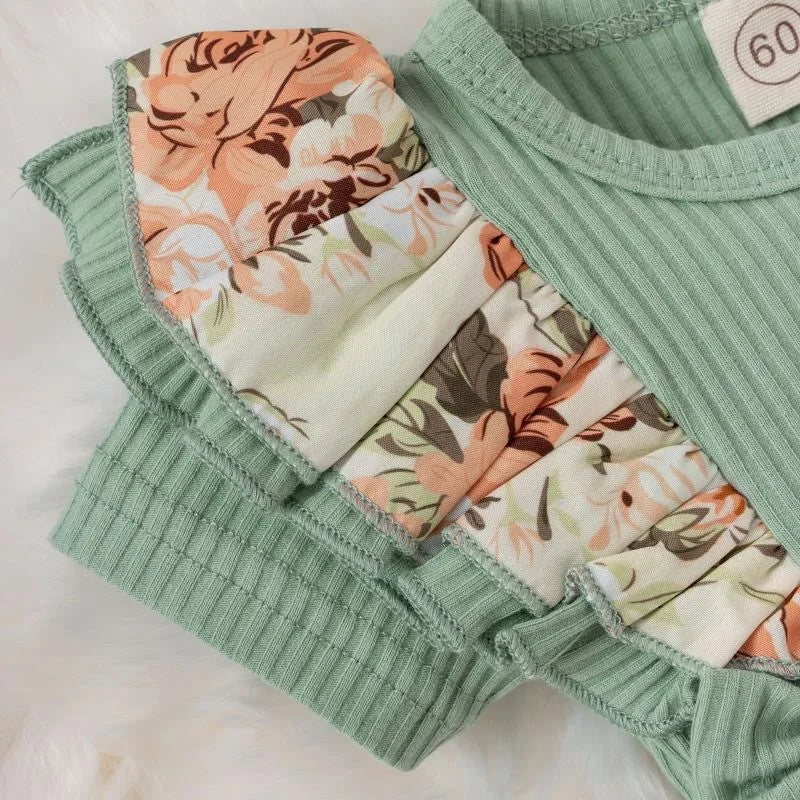 Summer Baby Girl Dress With Bowknot headband Striped Jumpsuit Cotton Dress For Newborn Floral Clothes Baby Crawling Clothes