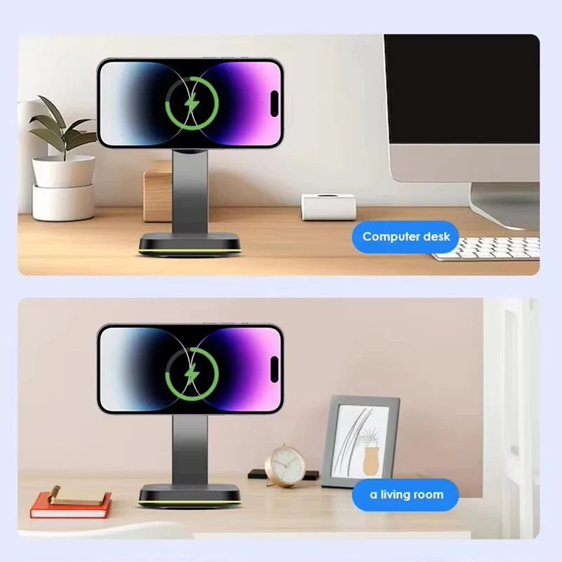 3 in 1 30W Smart Watch Earphone for iPhone 17 16 15 14 13 12  Fast Universal Magnetic Phone Stand Wireless Charger StationHolder
