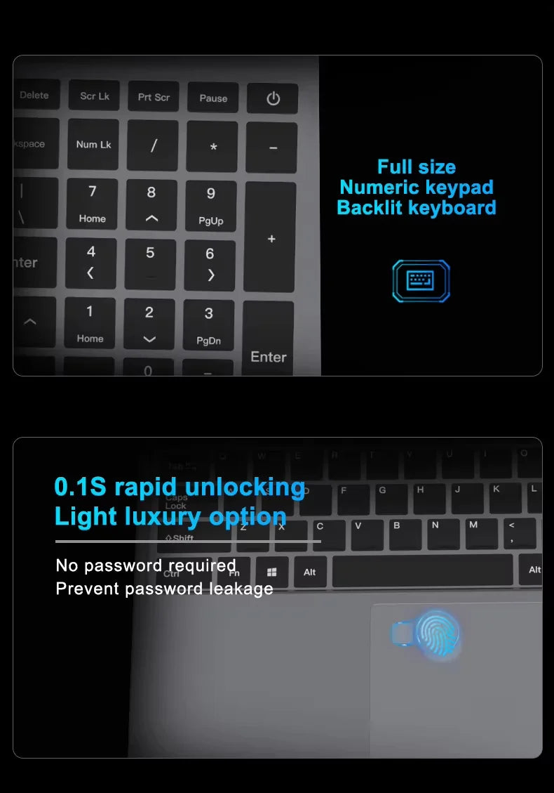 Portable Intel Core I9 10980HK Laptop 16GB RAM 1TB 2TB SSD Windows 11 15.6 inch Gaming Computer Fingerprint Unlock PC 4K Laptops