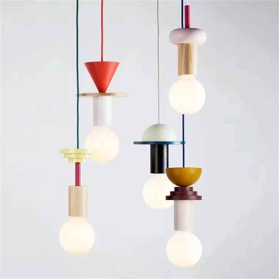 Modern Lustre Grain Ceiling Pendant Lamp Nordic Wood LED Pendant Lights Kitchen Restaurant Home Decor Hanging Lamp Light Fixture