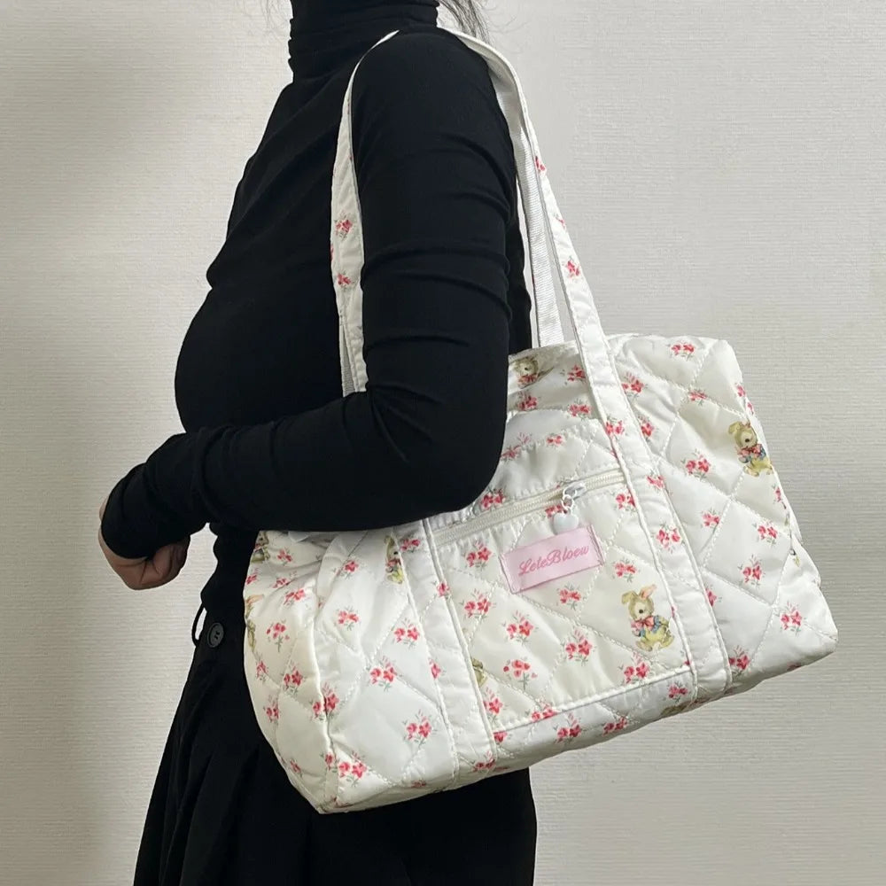 Korean Style Stroller Organizer Bags Flower Multi-pocket Floral Mummy Bag Portable Baby Care Storage Women Handbag Outdoor