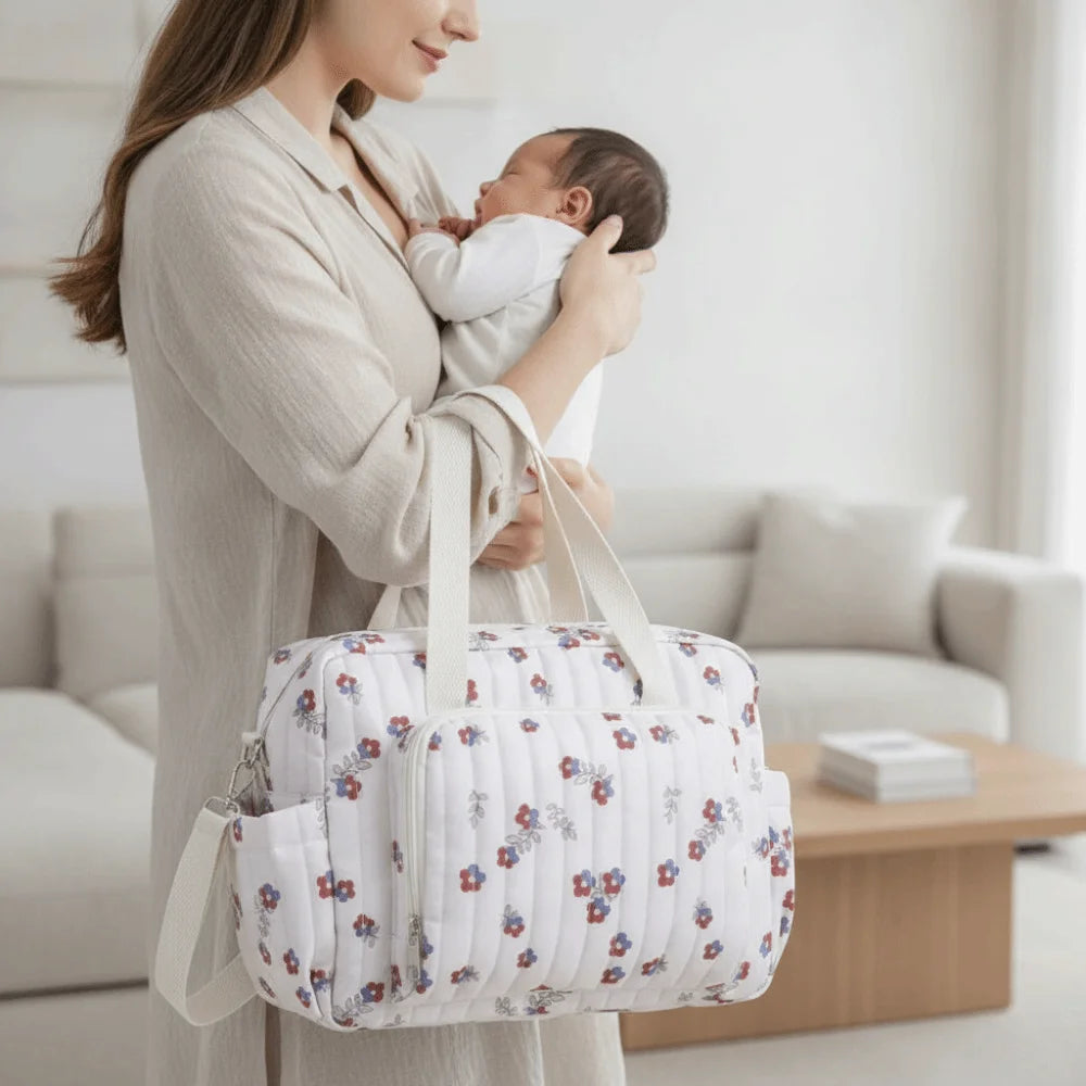 Cartoon Diaper Organizer Lightweight Large Capacity Mommy Shoulder Bag Soft-touch Foldable Stroller Hanging Pack Hospital Stay