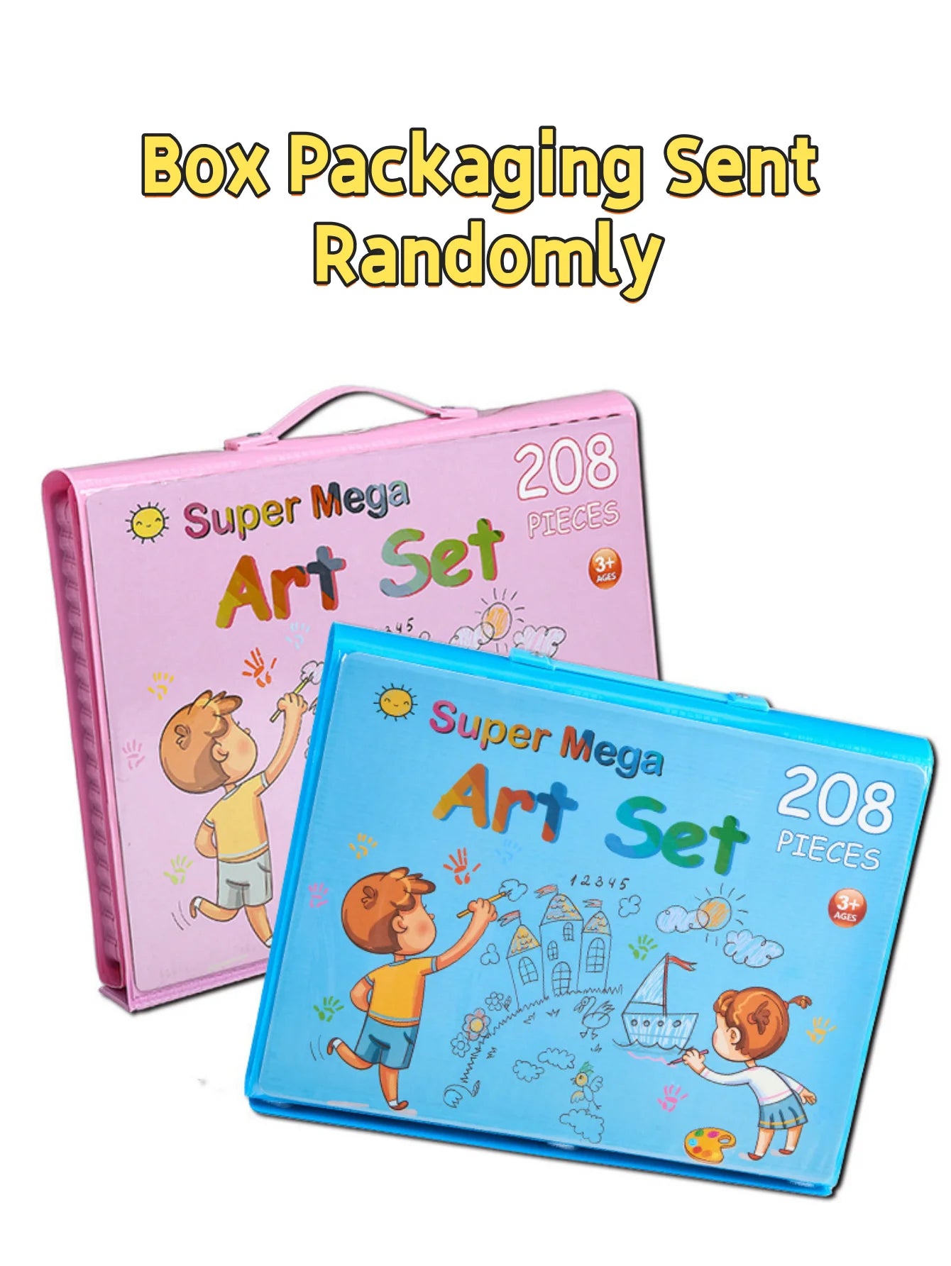 Children's Watercolor Painting Set, Including Illustration Books, Crayons, Pencil Sharpener, Eraser, Marker Pen Set and Drawing Book (Random Box Designs, All Accessories Are Shipped in Random Combinations)