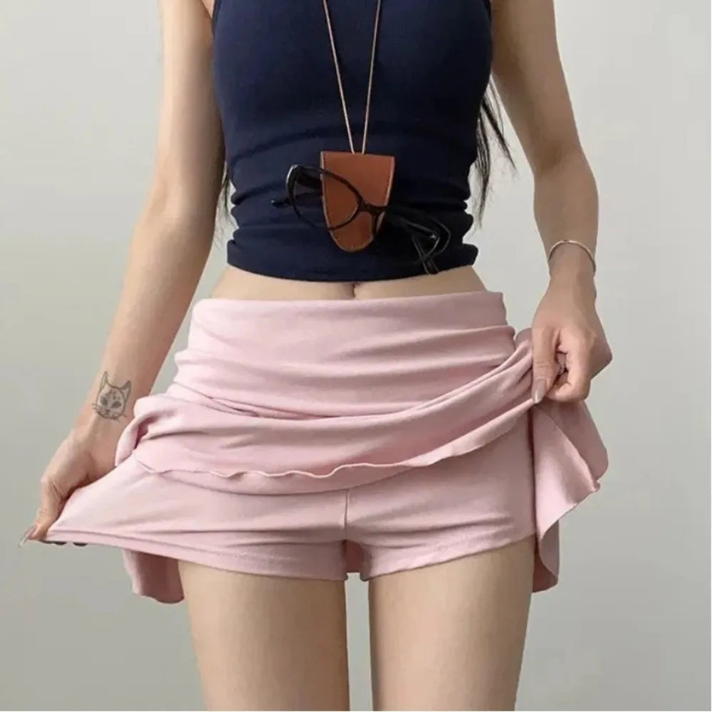 Waist-Flipping Ruched Skirts High Waist High Elasticity Women Short Dress Prevent Exposure Athletic Short Skirt For Golf Sports