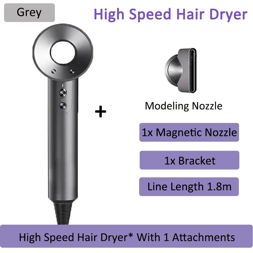 7 in 1 Professional Hair Dryer with Hot and Cold Air Functionality Negative lon Blow Quick Dry Leafless Salon Home Hairdryer ﻿
