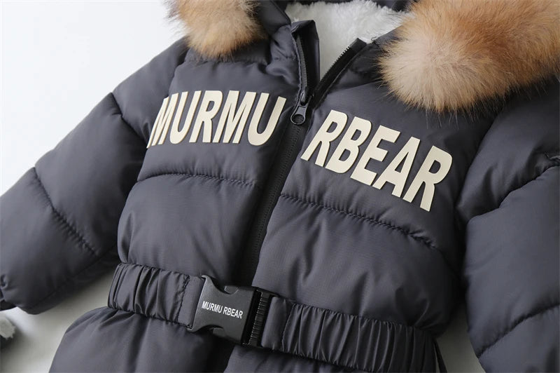 Winter Newborn Baby Jumpsuit Thicken Baby Clothes Plus Velvet Warm Baby Rompers With Gloves Hooded Infant Snowsuit Clothing