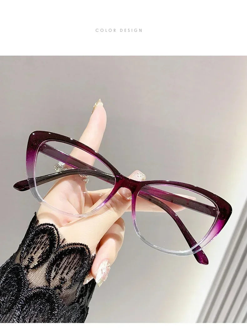 Fashion Ladies Reading Glasses Women Men Trendy Luxury Design Presbyopia Eyeglasses Cat Eye Anti-blue Light Eyewear for Female