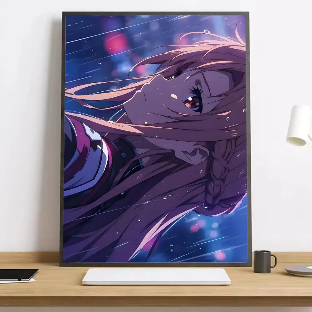 Anime Sword Art Online Kirito Asuna Painting Calligraphy HD Canvas Poster living room bedroom bar aesthetic decoration