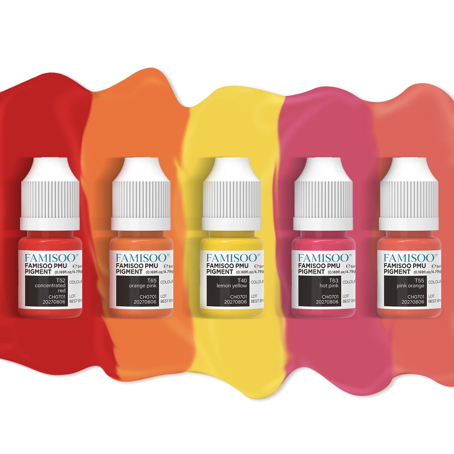 FAMISOO 5ML Lip Tattoo Inks Microblading Organic Permanent Makeup Lips Pigment Tattoo Pink Eyebrow Eyeliner PMU Pigment 0.17 OZ
