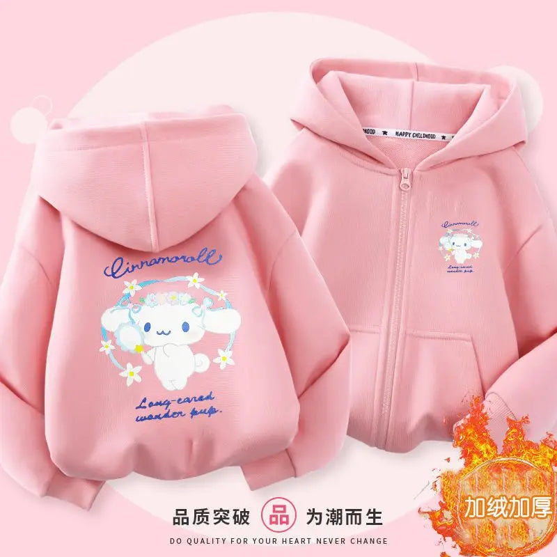 Kuromi Zipper Hoodies Girls Cinnamoroll Sweatshirt Autumn And Winter Long Sleeve Harajuku Pullovers Series Stich Casual Hooded