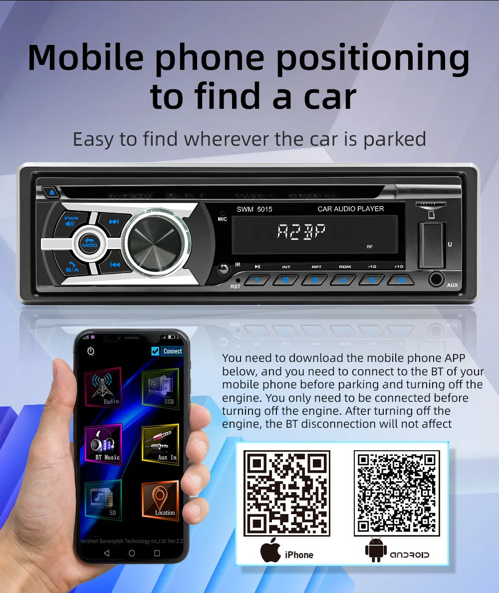 BQCC 1 Din Universal Car DVD/CD/VCD Player AI Voice BT USB TF AUX Input RDS Radio Locate a car Wiring protection EQ Car Stereo