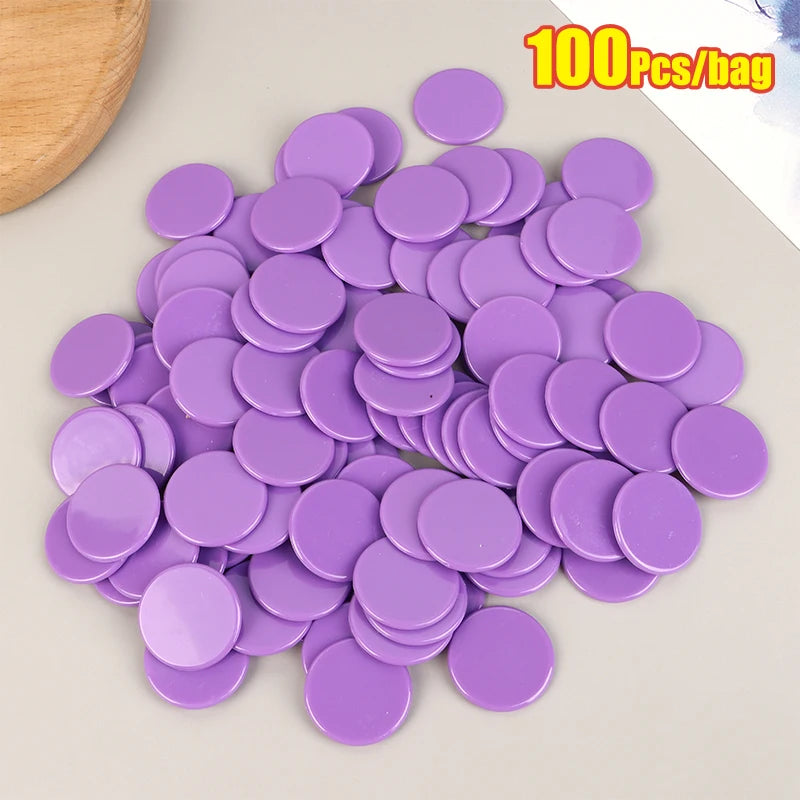 100Pcs 25MM Learning Education Math Toy Plastic Poker Chips Bingo Chip Markers Token Family Club Party Counting Toy