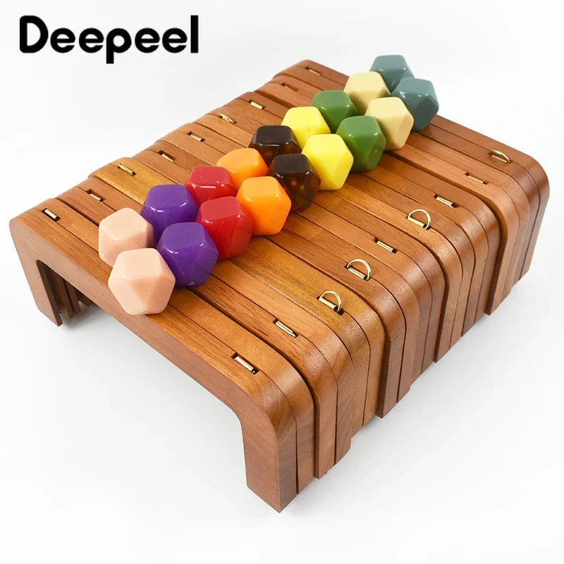 Deepeel 20cm Solid Wood Square Bag Handles Wooden Beads Kiss Clasp Locks Handbag Purse Frames Handle DIY Crafts Accessories