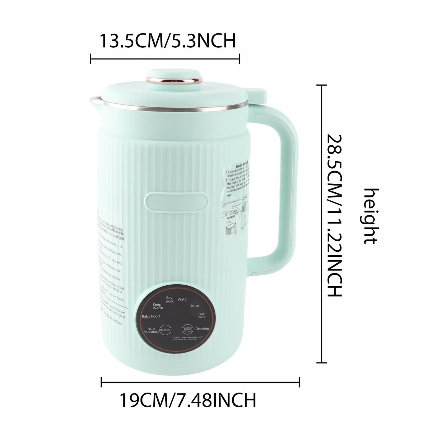 Soy Milk Maker 8-in-1 Programmable Blender with Digital Display 12 Stainless Steel Blades Auto Cleaning 8H Keep Warm Function