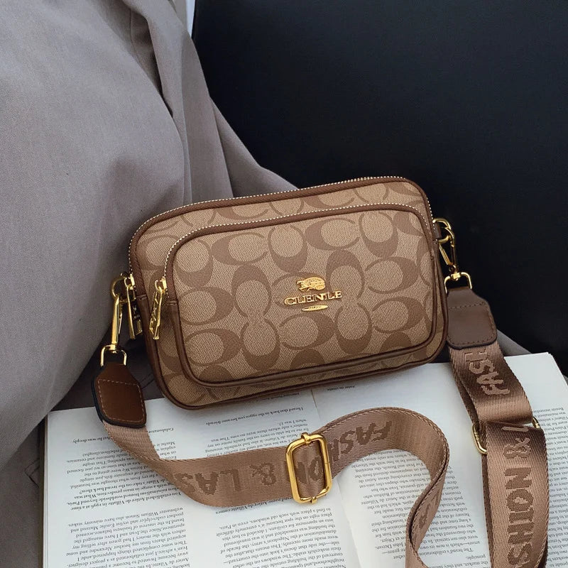 2026 New Retro Luxury Women Shoulder Bag Crossbody Bag Original Circular Pattern Logo Durable Fabric Adjustable Strap Daily Work