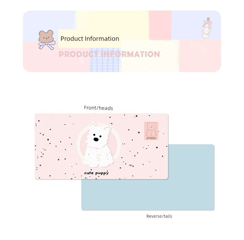 Huixiang Puppy Mouse Pad Oversized Girl Good-looking Office Computer Keyboard Desktop Station Table Mat Cute