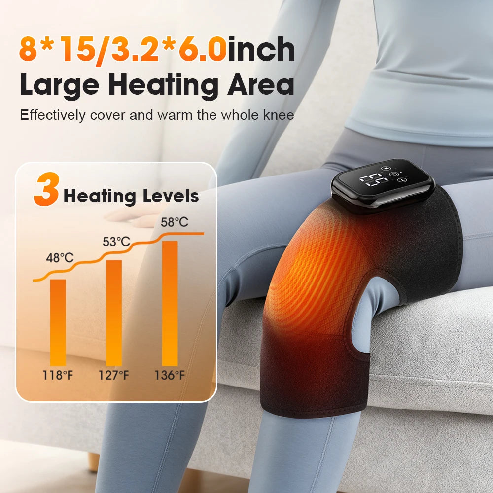 3 in 1 Heating Pad Shoulder Knee Elbow Brace for Arthritis Hot Compresss Joint Massage Strap Promote Blood Circulation Kneepad