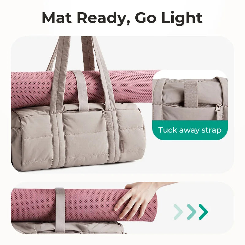 BAGSMART Travel Gym Bag for Women Yoga Mat Duffle Bag with Wet & Dry Pocket Quilted Sports Bag for Weekend Swimming