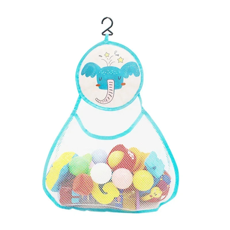 Bathroom Storage Baskets Hanging Storage Mesh Bag with Hook Cups Portable Baby Bath Toys Cute Duck Frog Organization Bags