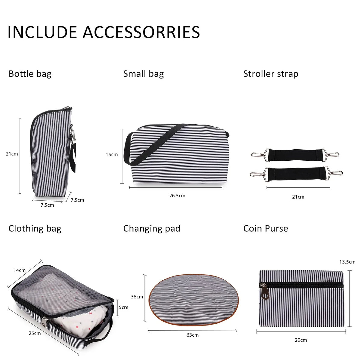 Women Shoulder Bag Travel 7 Pcs/Set Baby Diaper Bags Go Out Large Capacity Newborn Nappy  Bag with Changing Pad Multi-functional