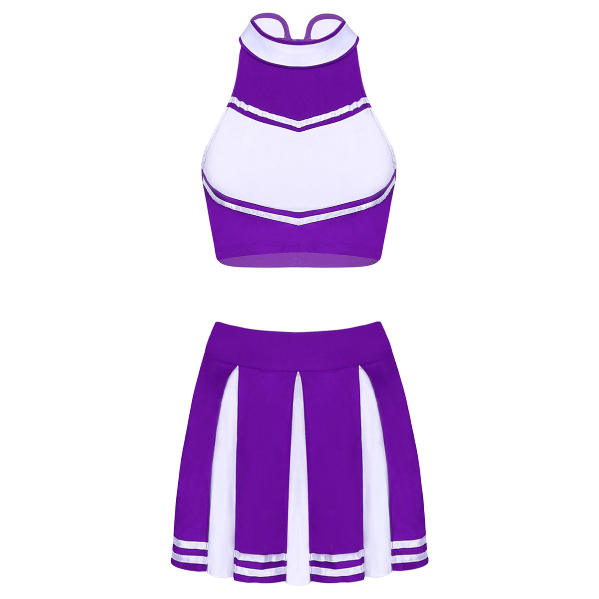 Women Cheerleading Cheerleader Costume Uniform School Girls Carnival Cosplay Outfits Stand Collar Crop Top with Mini Skirt