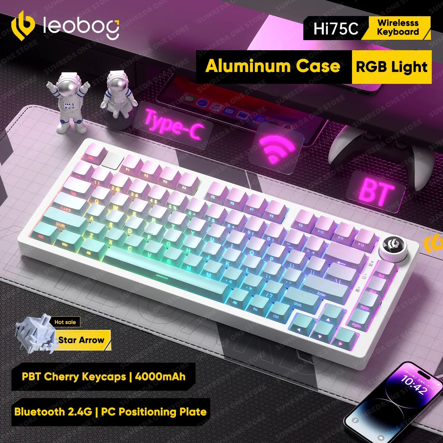 Leobog Hi75C Hi75 Hi75C Pro Aluminum Wireless Custom Mechanical Keyboard Kit Gaming Bluetooth 2.4G Wired Hotswap Gamer Keyboard