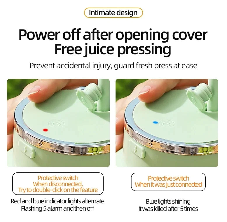 Wireless Portable Juicing Bucket Electric 800ml Sports Cup Fresh Fruit Juicer With Large Capacity and 10 Stainless Steel Blades