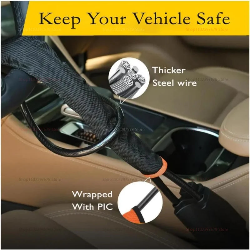 Universal Car Steering Wheel Lock Anti-Theft Device Seat Belt Wire Lock Vehicle Security Protection Car Anti-theft Device