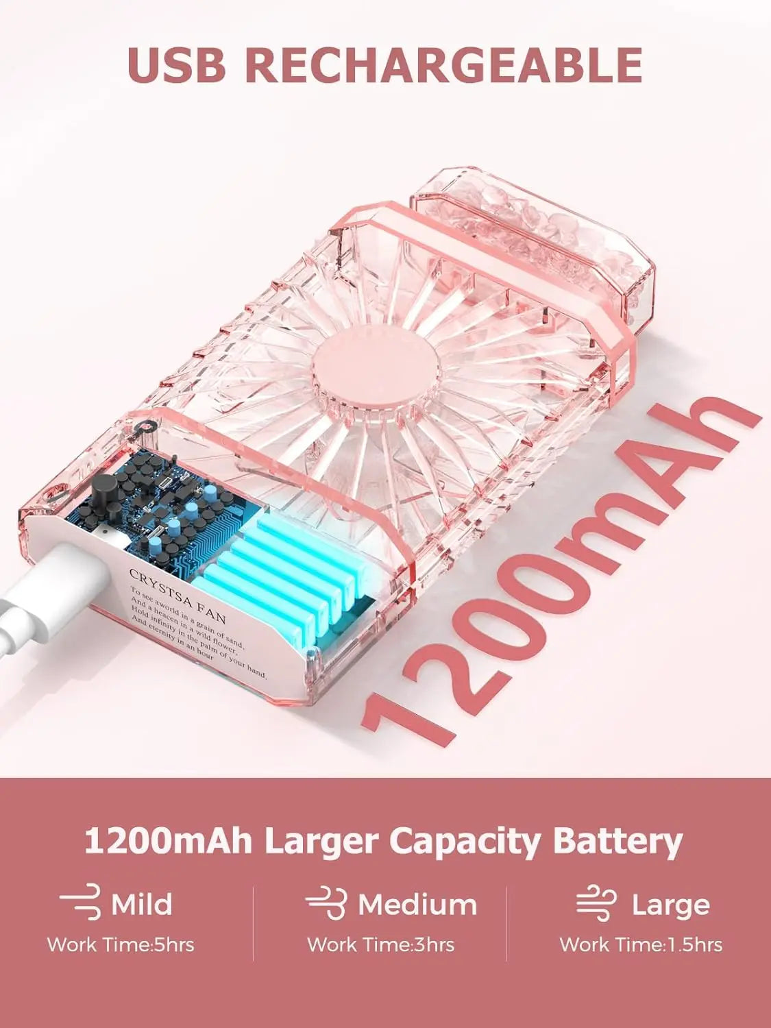2026 New Upgrade 2026 New UpgradeLady Handheld Fans, Rechargeable Small Personal Fan With 3 Speeds Setting