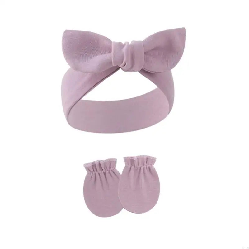 Baby Hair Accessories Set Breathable Head Wrap with Mittens Scratches Resistant for Infants Children Daily Use A2UB