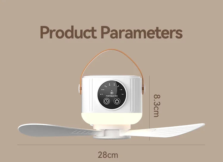 7200mAh Remote Control Timing USB Ceiling Fan 4 Gears Detachable Blade Portable Silent Cooling Outdoor Tripod Tent Camping Fan