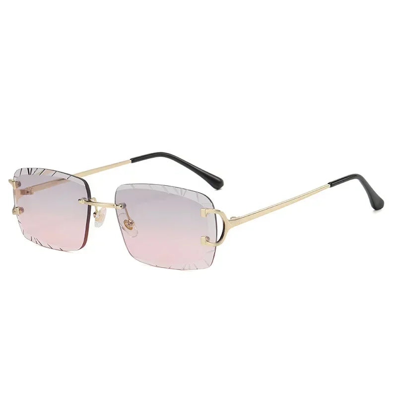 Fashion Square Sunglasses Vintage Women Men Frameless Sun Glasses Rimless Retro Luxury Brand Designer Eyeglasses UV400 Travel