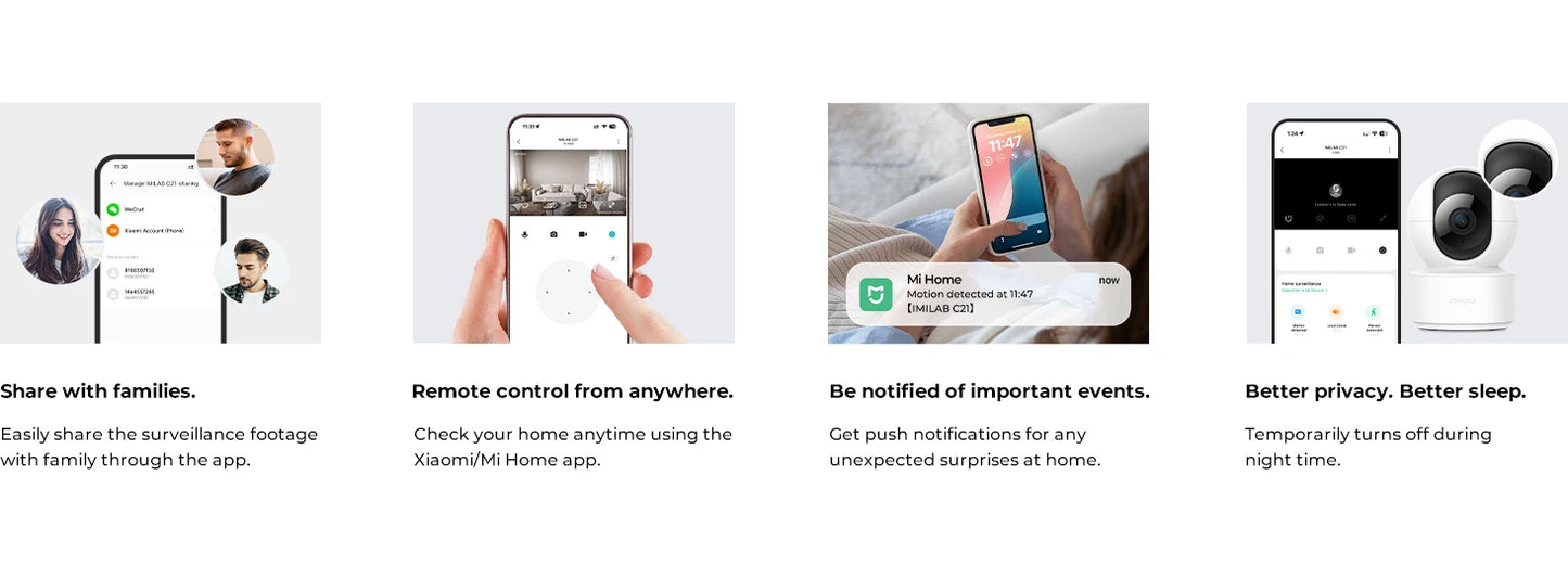 IMILAB C21 2.5K IP Security Camera MiHome App 360° Night Vision Baby Monitor with App, 2-Way Audio, AI Detection