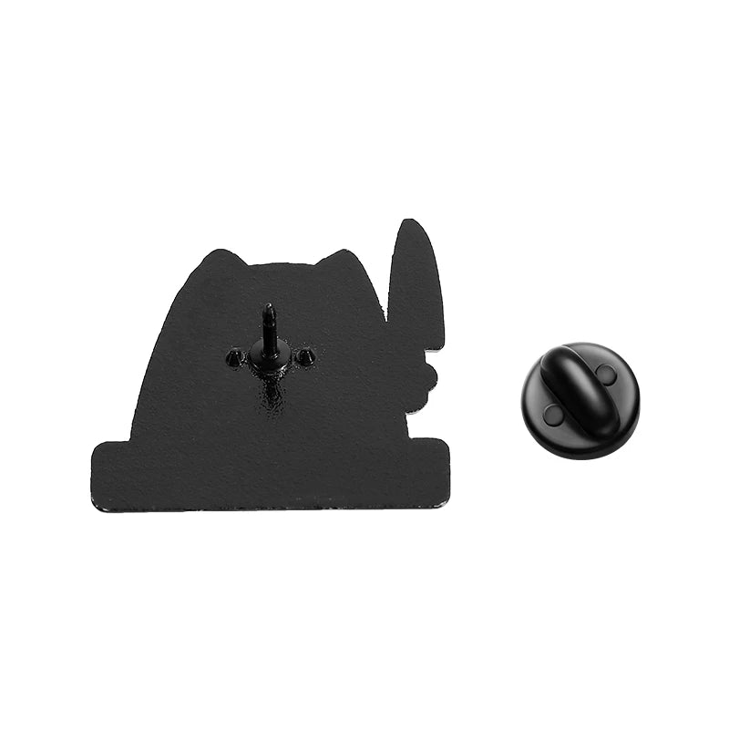 White Cat Holding Knife Enamel Pins Threatening Provoking Quotes Say That Again Brooch Bag Lapel Badge Jewelry Fans Gifts