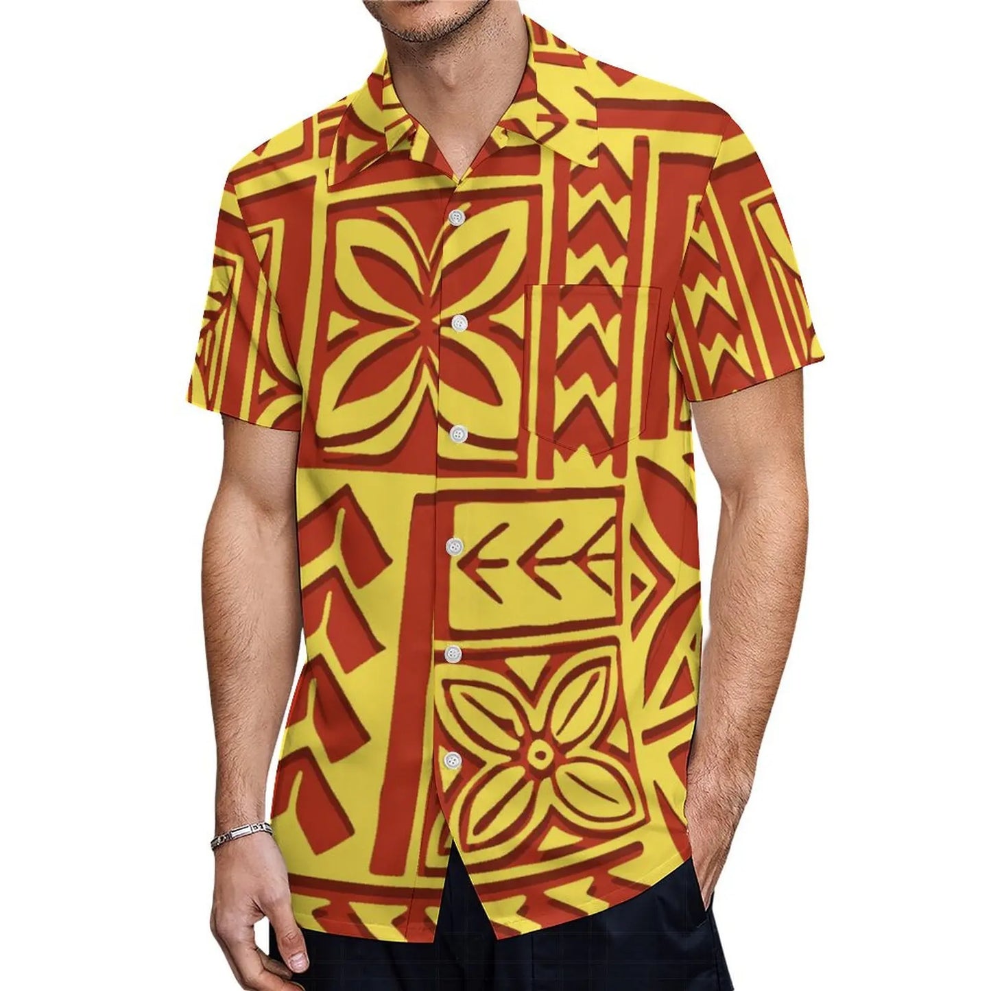 Custom Polynesian Tribal Couple Set Samoan Women'S Temperament Slim Dress Women'S Mermaid Maxi Skirt Men'S Shirt