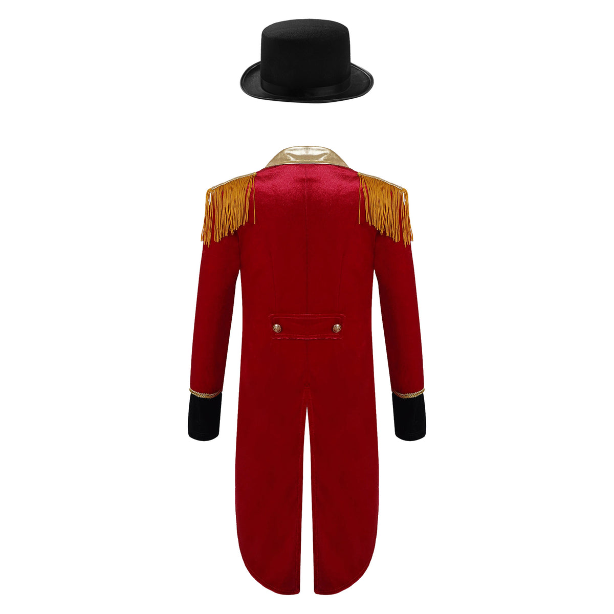 Boys Circus Halloween Performance Costume for Kids Dress Up Party Long Sleeve Lapel Tassel Tailcoat Felt Hat Ringmaster Cosplay