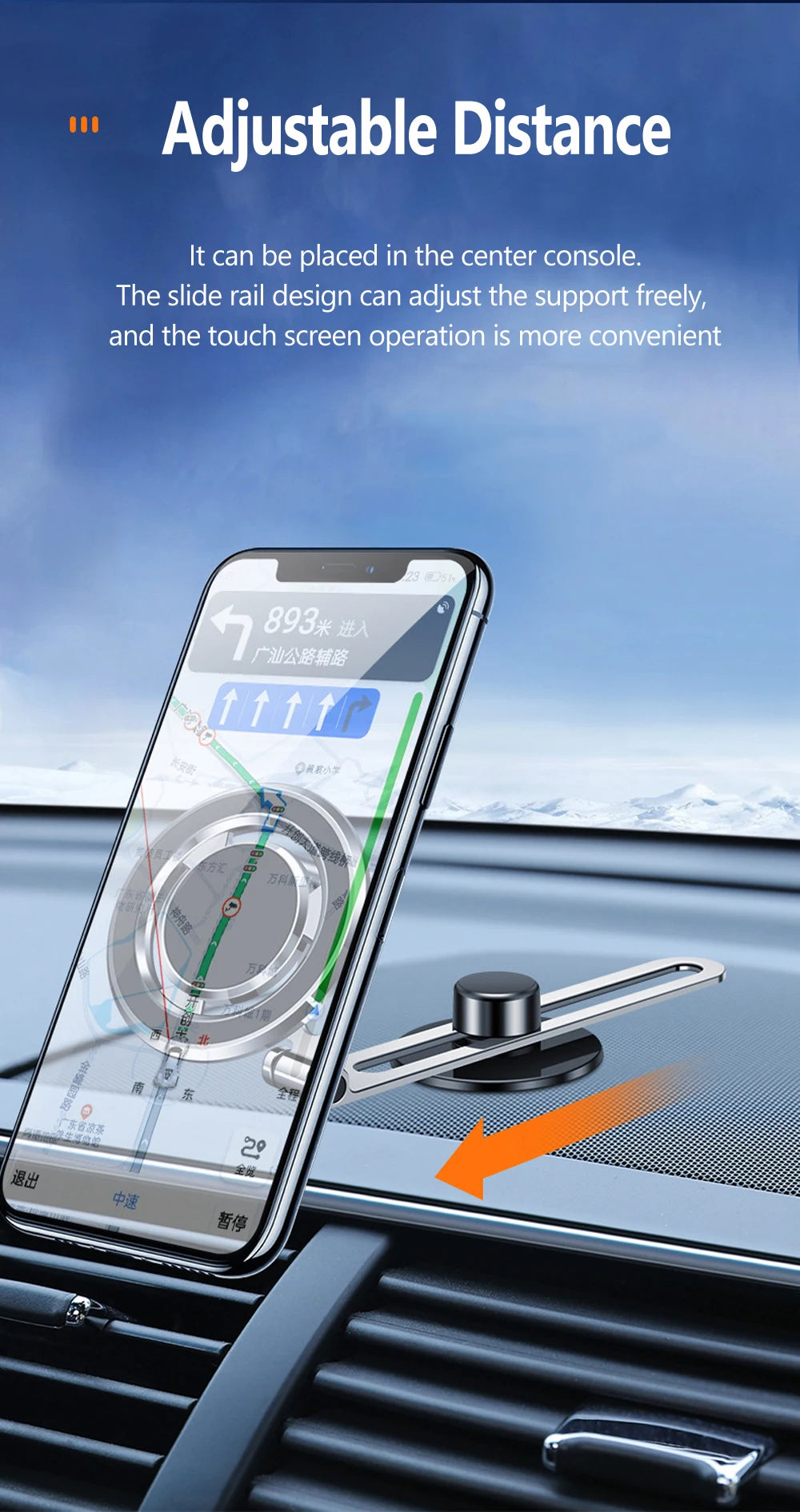 Magnetic Car Phone Holder Adjustable Foldable Telescopic Strong Magnetic GPS Mount Support for IPhone 14 13 12 MagSafe Charger