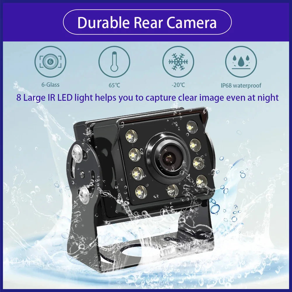 10.36 inch 4 Channel Car DVR Recorder Smart Blind Spot Radar BSD Alarm Monitor With 1080P AHD 4 Backup Cameras For Truck Bus