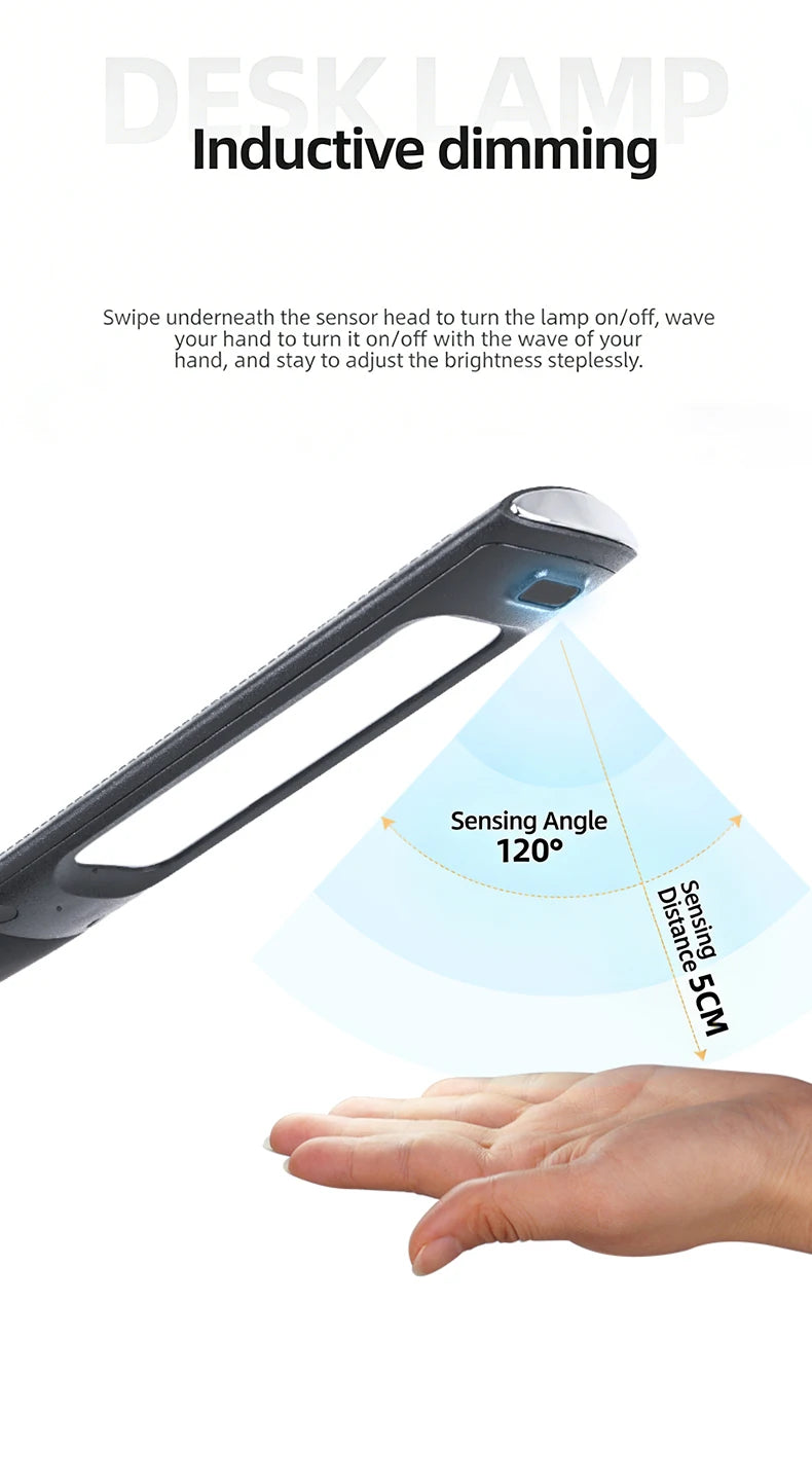 Multi-Function Eye-Protecting Reading Desk Lamp for Students 3000K-6000K Stepless Dimming 15W Wireless Fast Charging Study Light