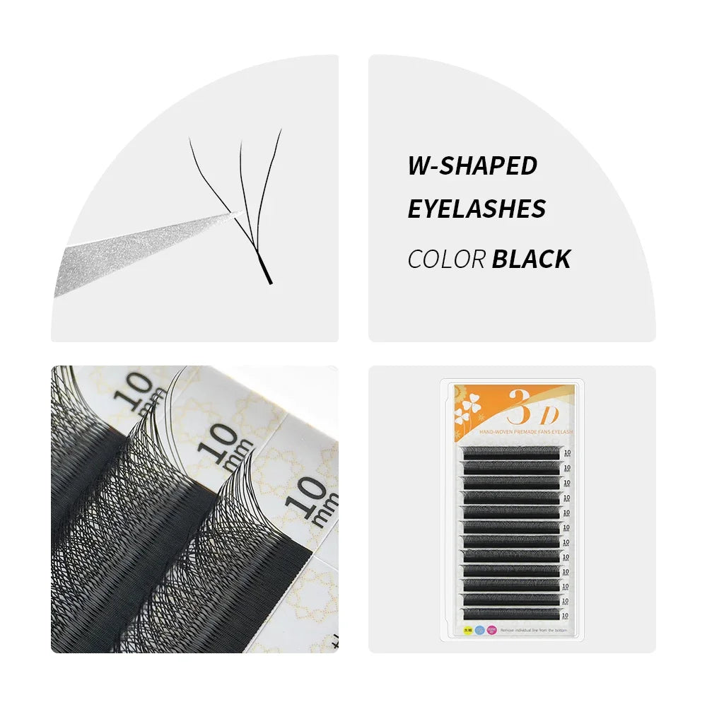 GAHAMACA W Shape Eyelash Extensions L/LU 3D Premade Volume Fan Lashes W Style Lashes Comfortable Faux Mink Natural Eyelash