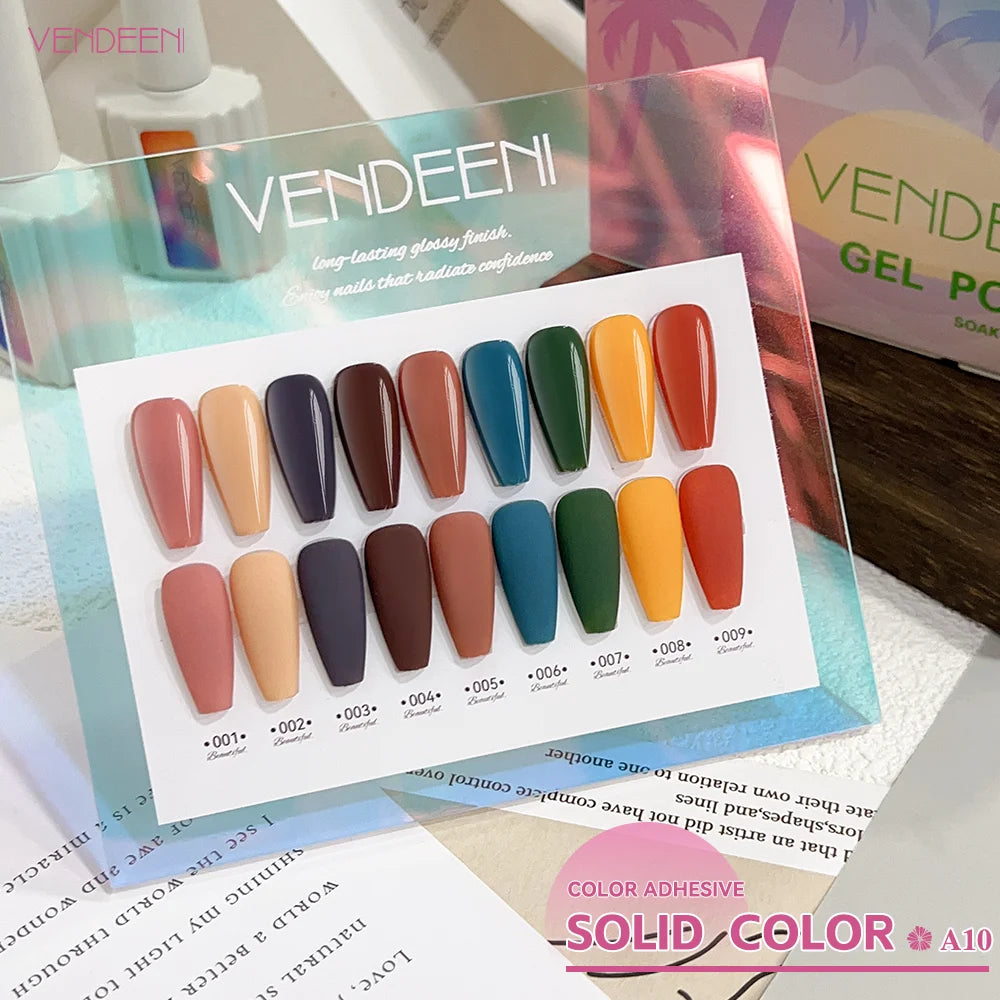 Vendeeni TPO HEMA Free 2025 Hot Sale High Quality 9-Color Nail Gel Polish Set Non-Toxic UV Gel Nail Art Kit for Nail Salon