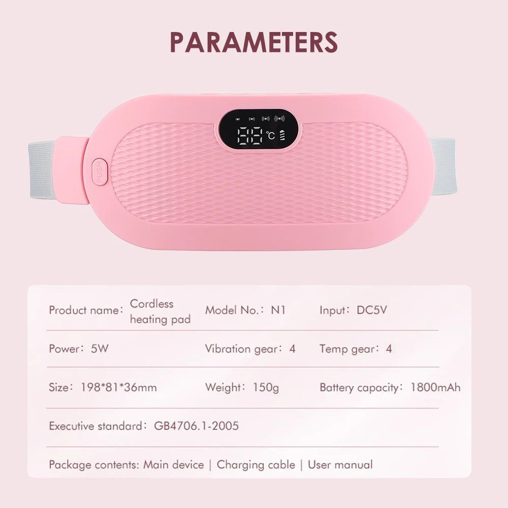 Cordless Electric Heating Pad Belt Adjustable Levels for Women Best Abdominal Heating Massager Hot Compress for Menstrual Period