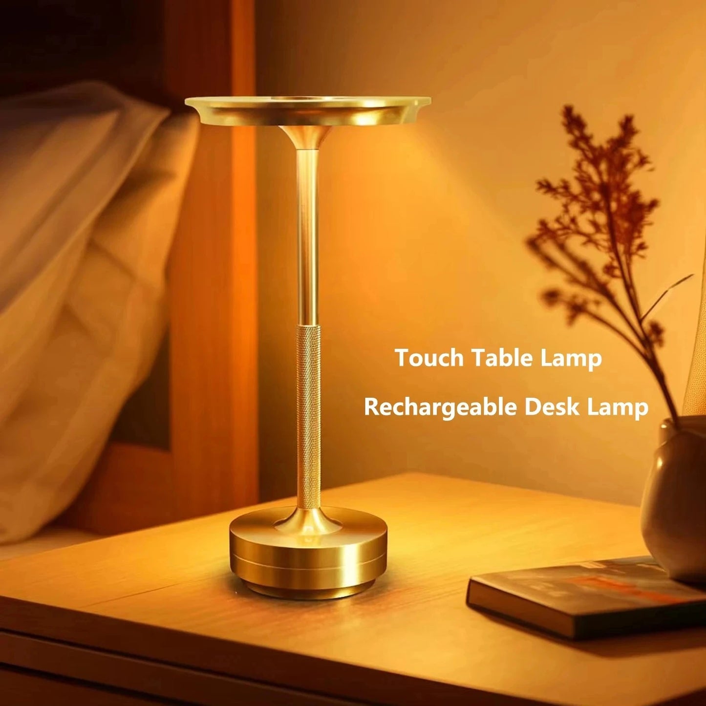 Aluminum Alloy Simple Decorative Lamp LED Night Light Infinitely Dimmable Atmosphere Retro Portable Rechargeable Touch Desk Lamp