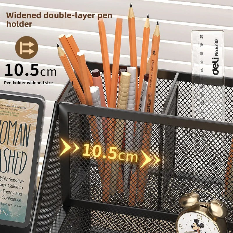 Office Desk Accessories, Desk Organizer, 4-Tier Office Supplies with File Holder, Integrated Design without Installation.